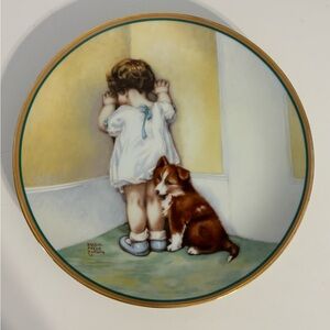 Vintage (1985) Hamilton Collection "In Disgrace" Bessie Pease Gutmann child/pup